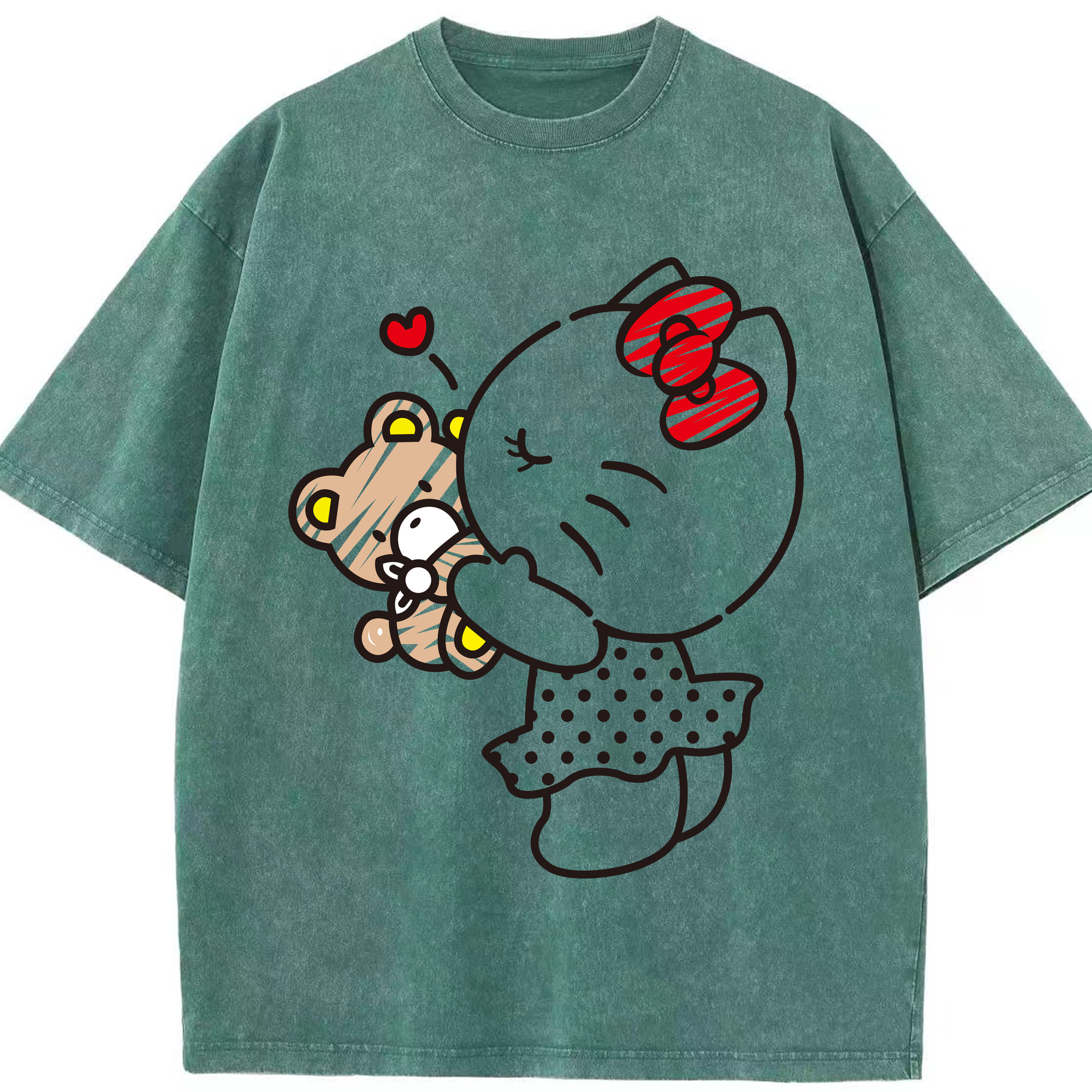 （画像用） Hello Kitty ハローキティ 綿100% ヴィンテージ風 半袖Tシャツ（フロントプリント）
